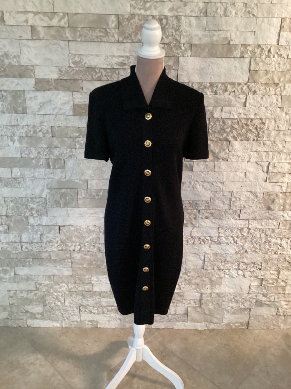Vintage St.John Basics Short-Sleeve Santana Knit Dress Size 6